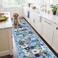 Blue Garden Floral Hallway Runner Rug 2x10 by WelcometoBabovid