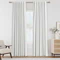 White 100% Blackout Linen Curtains 80 Inch Length 2 Panels Set by Guken