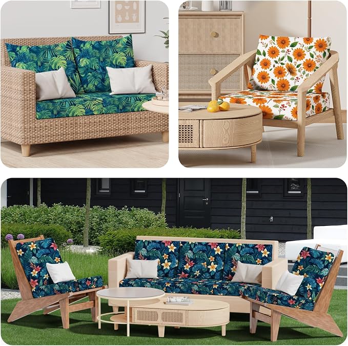 8Pcs Outdoor Cushion Covers, Stretch Patio Furniture Couch Chair Slipcovers | - Image 7