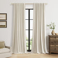 100% Blackout Linen Curtains for Bedroom 96 inches Long, Thermal Insulated Room by Guken