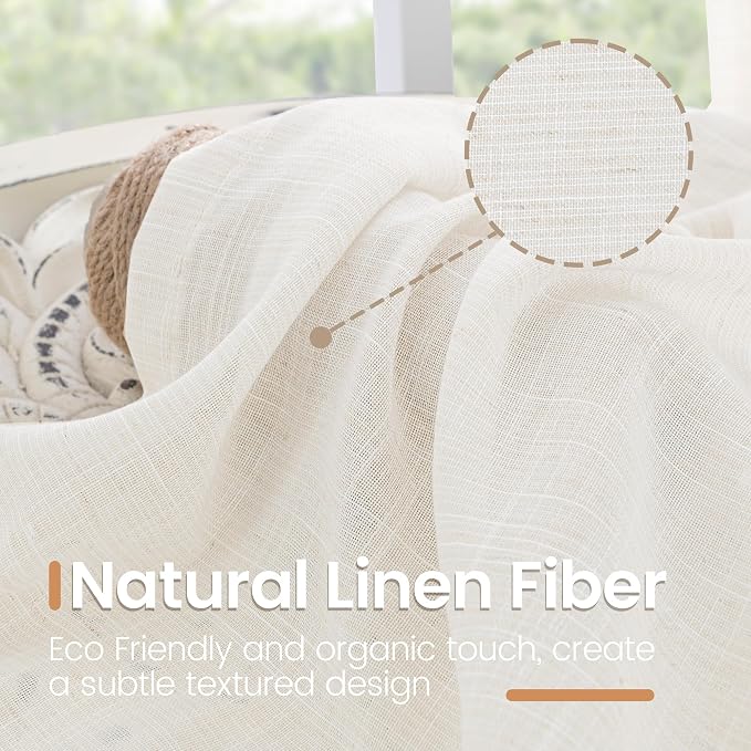 BGment Natural Linen Curtains 42X63 Inch Length - Image 3