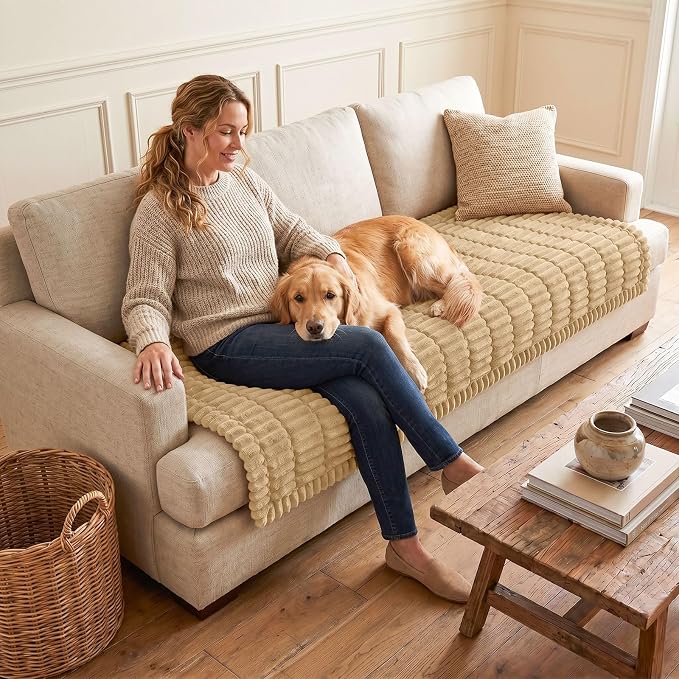Couch Cover for Dogs, Washable Non Slip Plush Flannel Sofa Protector | Thick - Image 2