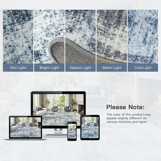 9x12 Area Rug for Living Room, Abstract Washable Non-Slip Large Rugs, Dining - Image 8