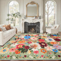 Floral Area Rug 9x12 for Living Room Bedroom | Low Pile; Non Slip;Machine by WelcometoBabovid