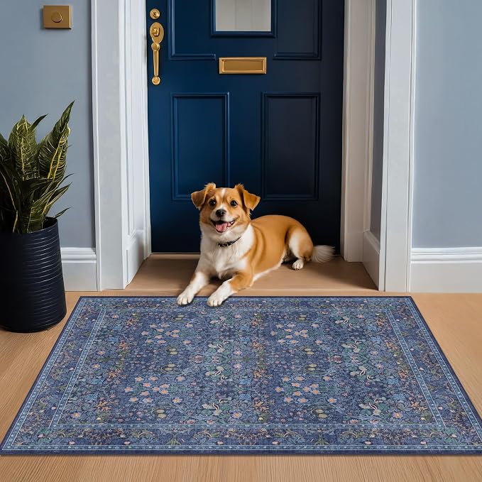 Vintage Dark Blue 3x6 Runner Rugs - Image 6