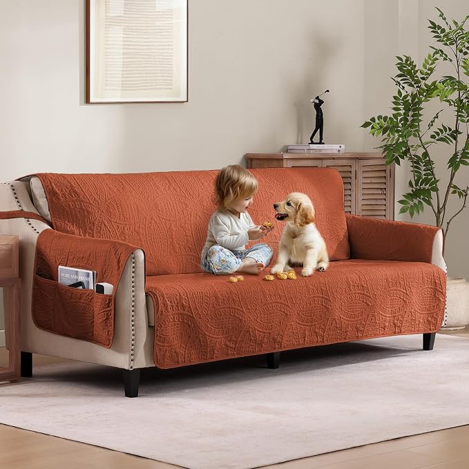 Quilted Grand Sofa Covers Washable, Couch Cover by Pamhaven