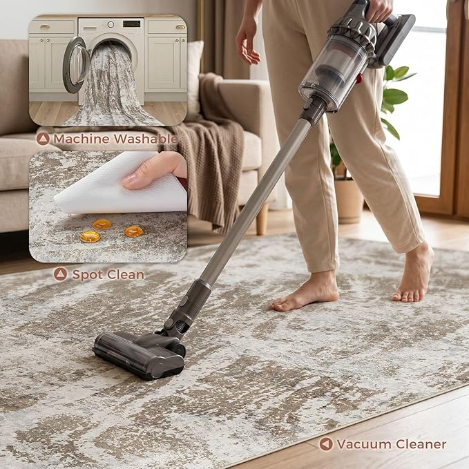 DMOYEST 10x12 Washable Area Rug: Abstract Modern Non-Slip Carpet, Soft Low Pile - Image 6