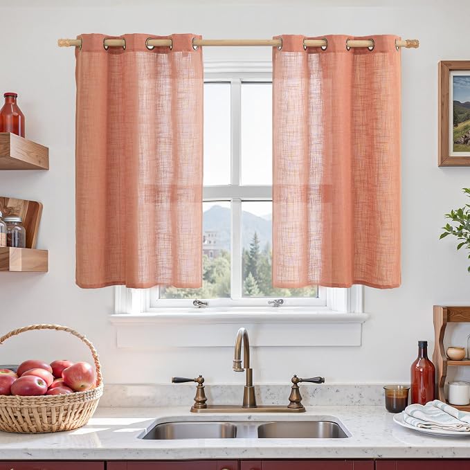 Short Linen Curtains 40 Inch Length by LAMIT