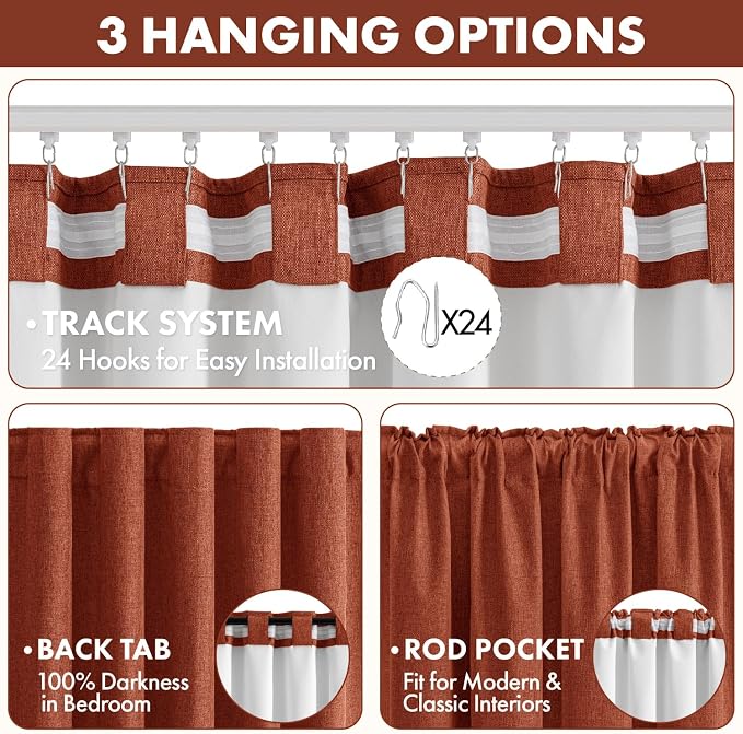 MIULEE Fall 100% Blackout Linen Curtains - Image 5
