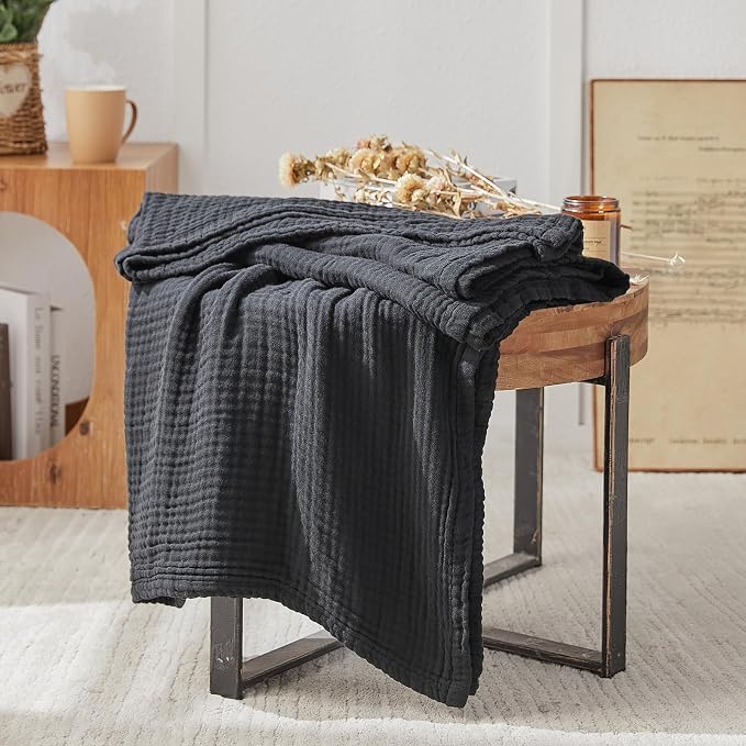 EMME Muslin Blankets for Adults Throw Blanket for Couch Breathable Gauze Soft - Image 2