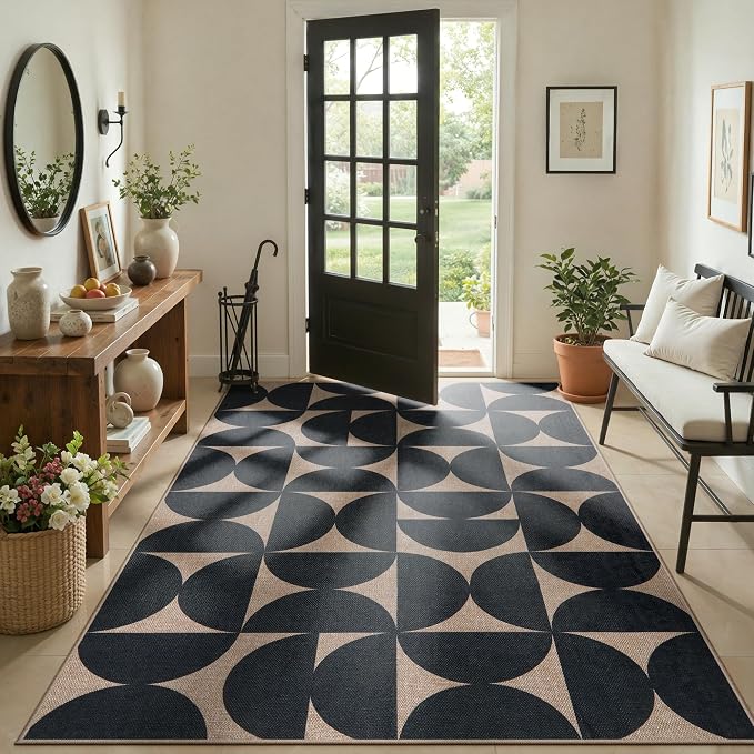 Lahome Semi Circle Easy Jute 5x7 Outdoor Rug, Geometric Washable Area Rug | - Image 7