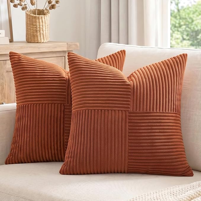 Fancy Homi 2 Packs Rust Samll Decorative Throw Pillow Covers 14x14 Inch by Fancy+Homi