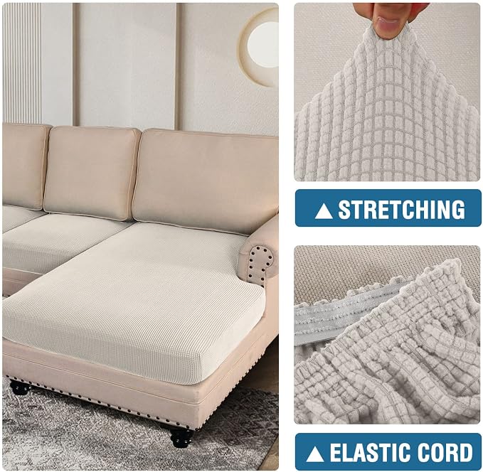 H.VERSAILTEX Sectional Couch Covers 3 Pieces Sofa Seat Cushion Covers L Shape - Image 6