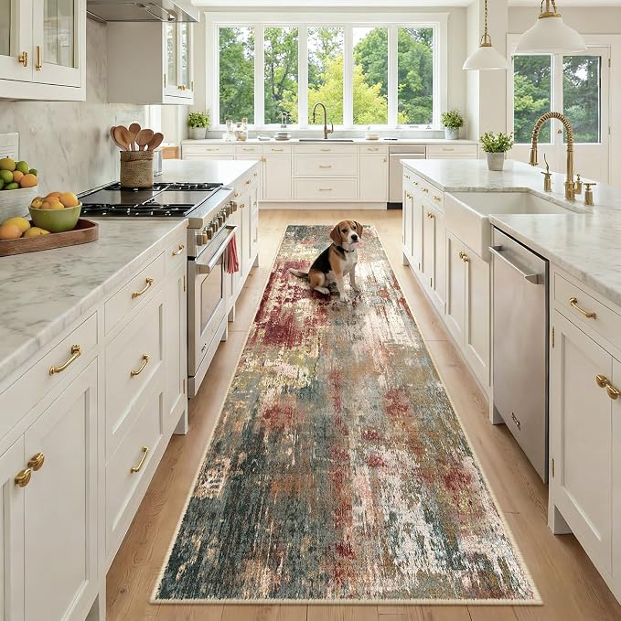 RELEANY Washable Runner 2'6"x10' Abstract Area Rug by RELEANY