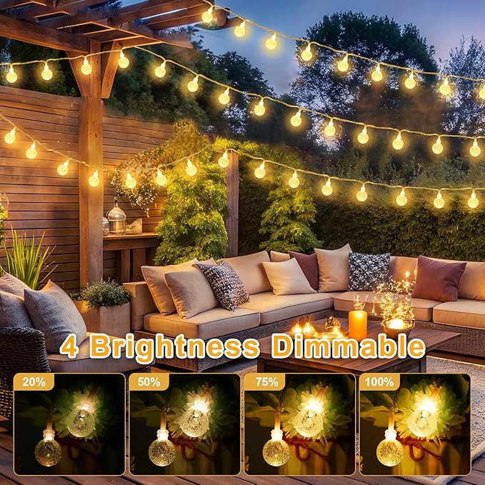 Color Changing String Lights Plug in, 33ft 60LED Connectable Crystal Globe String Light Remote, Decorative Outdoor Twinkle Lights for Girl Gift Bedroom Patio Garden Tent Camp Party Christmas Décor