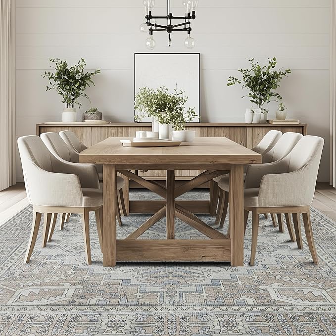 5x7 Washable Area Rugs for Living Room, Dining Room- Retro Taupe | Ultra Soft - Image 6
