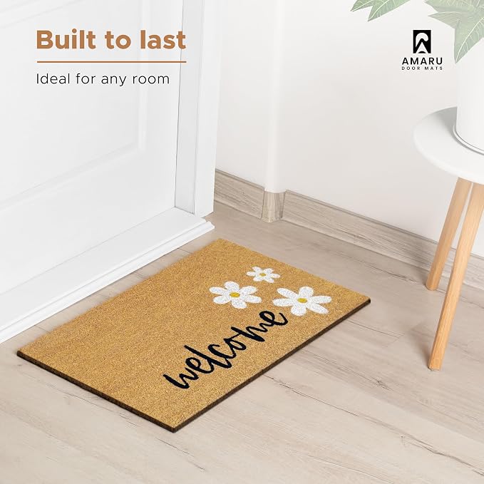 Coir Welcome Mat, Welcome Daisies, 17 x 29 in | 100% Natural Coir, Anti-Shedding - Image 7