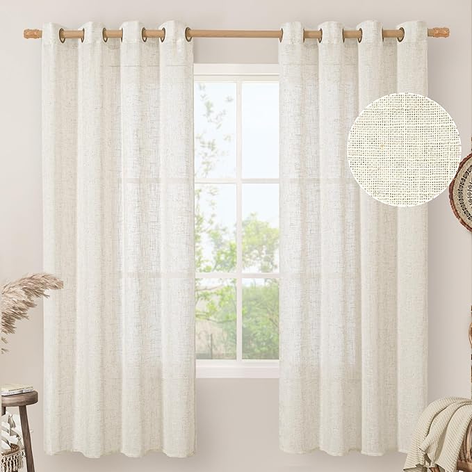 Natural Ivory Linen Sheer Curtains 72 inches Long - Image 2