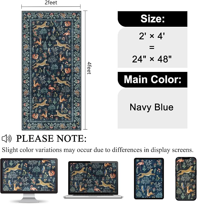 DUKINO 2x4 Rug for Entryway, Animal Washable Rug for Kitchen, Low Pile - Image 2