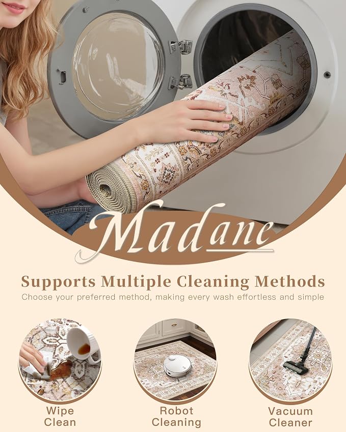 Madane Washable Area Rug 2x3 Small Entryway Rugs Non-Slip, Low Pile Floor Carpet - Image 8