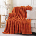Orange Throw Blanket for Couch Sofa 50x70 inches Striped Design | Fleece by Unknown