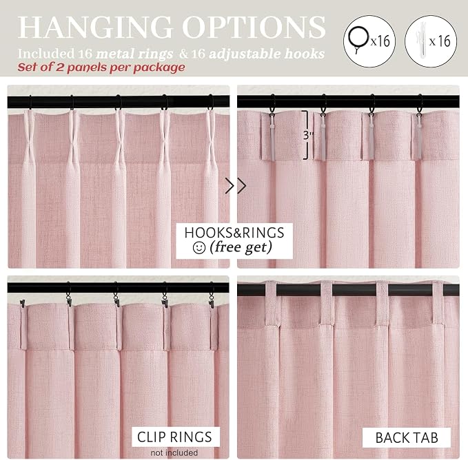 Pretty Light Pink Semi Sheer Curtains 96 Inches Long - Image 7