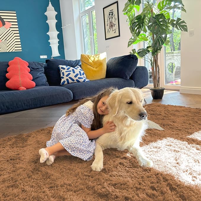 OLANLY 2x3 Machine Washable Small Bedside Rug, Soft Fluffy Shaggy Entryway - Image 5