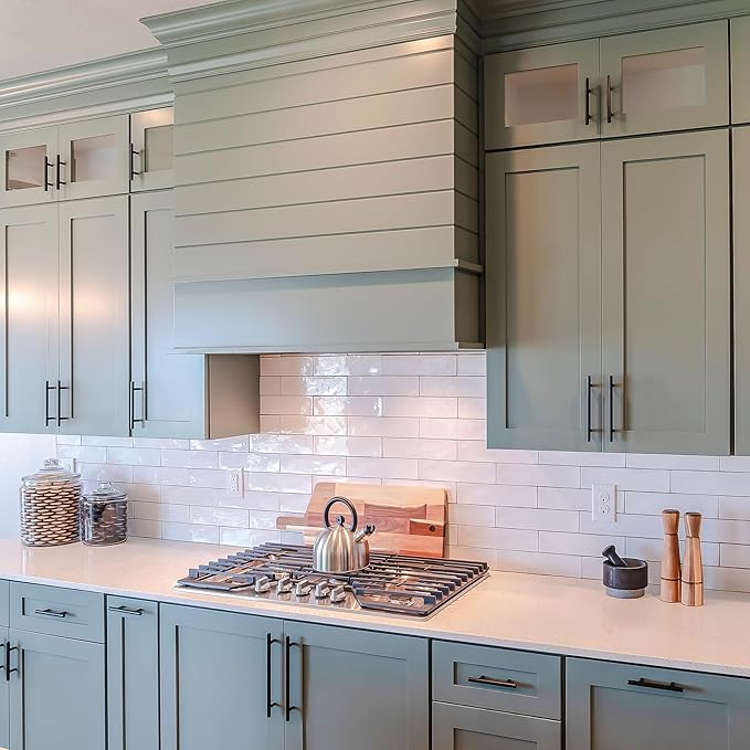 JOY DECOR 60 Pack Cabinet Handles, Black Cabinet Pulls, 7-1/2 in Hole Center Kitchen Hardware, Stainless Steel T Bar Handles for Dresser Drawers