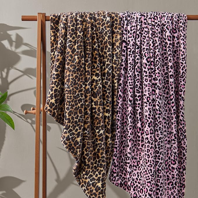 BEDELITE Fleece Blanket Soft Plush Twin Size Blanket Pink Leopard 60"x80" | - Image 7
