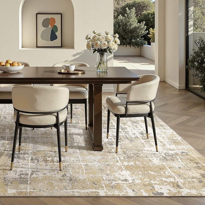 DMOYEST Area Rug Living Room Rugs 5x7 Washable Abstract Carpet | Neutral Modern - Image 7