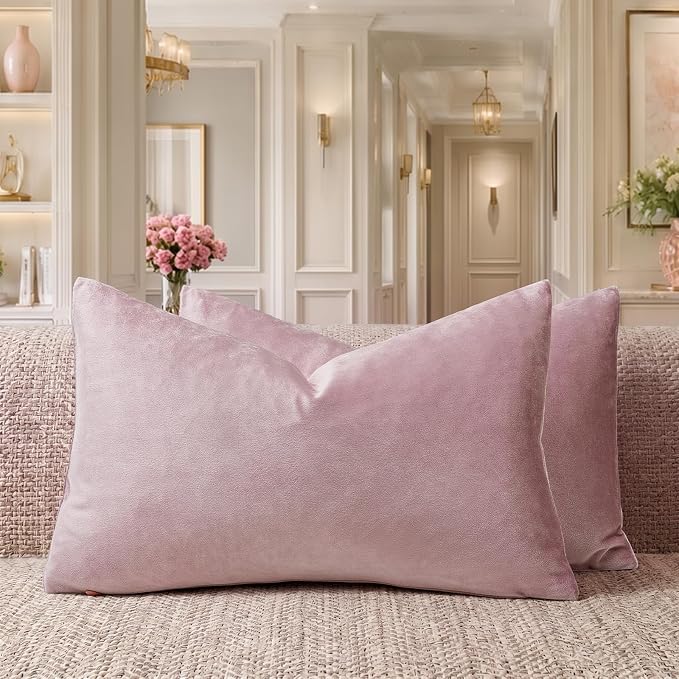 GIGIZAZA Sweet Lilac Velvet Throw Pillow Covers 12x20 Pack of 2 | Decorative by GIGIZAZAFocusingonhomedecoration