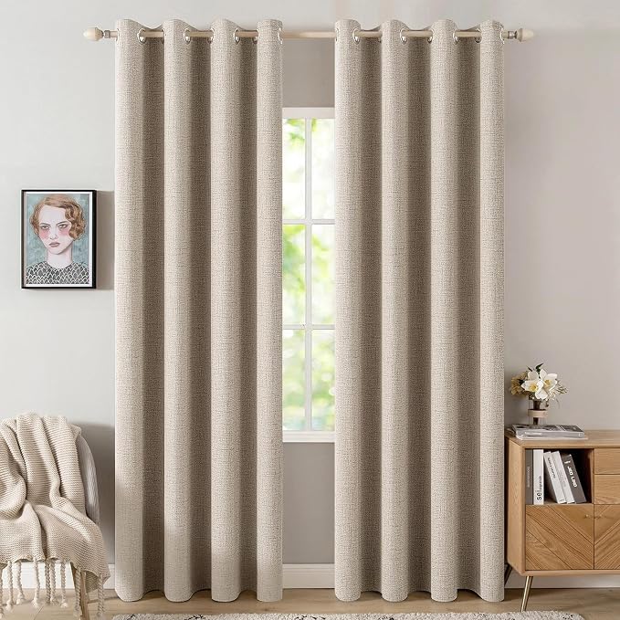 MIULEE 100% Blackout Linen Curtains by MIULEE