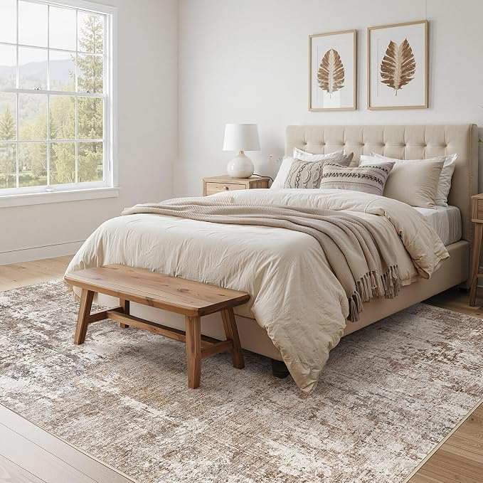 UERMEI Square Area Rugs : Washable 10x10 Neutral Modern Abstract Carpet - Image 4
