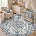 RELEANY Washable Area Rug, Round 5ft, Water Repellent, Pet Friendly, Vintage by RELEANY
