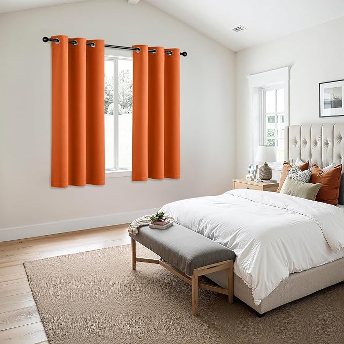 MIULEE Fall Blackout Curtains for Bedroom 2 Panels 40 x 54 Inch Long Orange | - Image 6