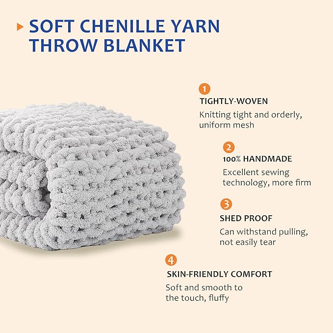 L'AGRATY Chunky Knit Throw Blanket - Image 2