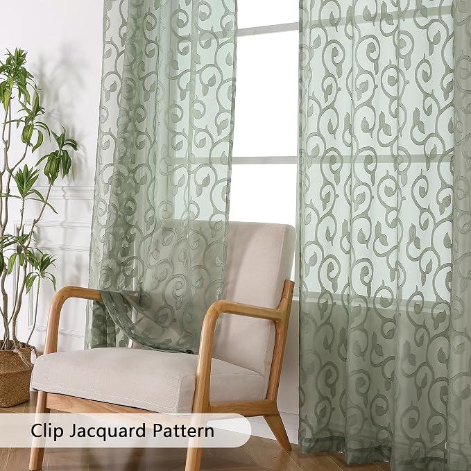 Furman Sage Green Semi Sheer Curtains 72 inches Long - Image 3