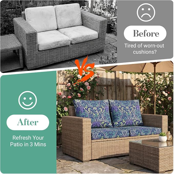 4Pcs Patio Cushion Covers Stretch Outdoor Furniture Protector Slipcovers | - Image 4