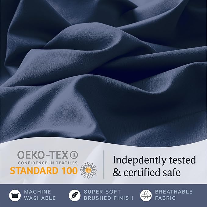 LuxClub 4 PC Full Sheet Set, Breathable Luxury Bed Sheets, Deep Pockets Wrinkle Free Cooling Bed Sheets Machine Washable Hotel Bedding Silky Soft - Navy Full