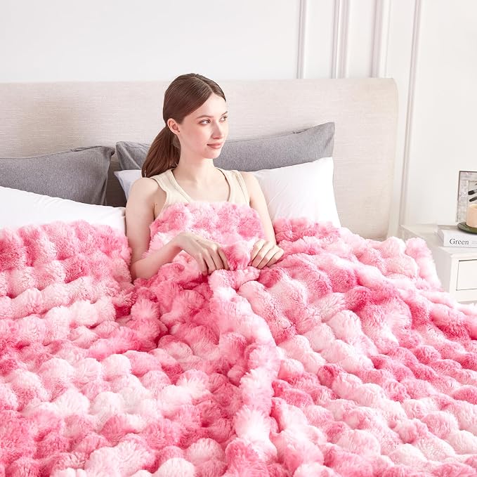 60x80 Inches Ultra-Soft Fuzzy Faux Fur Plush Twin Size Blanket - Image 2