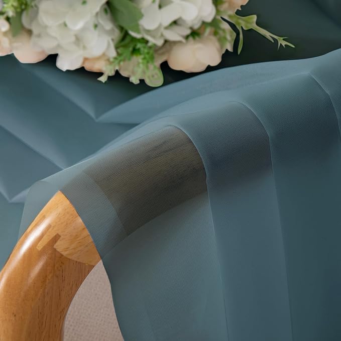 Teal Sheer Curtains 84 inches Long 2 Panels Set, Light Filtering Rod Pocket - Image 6