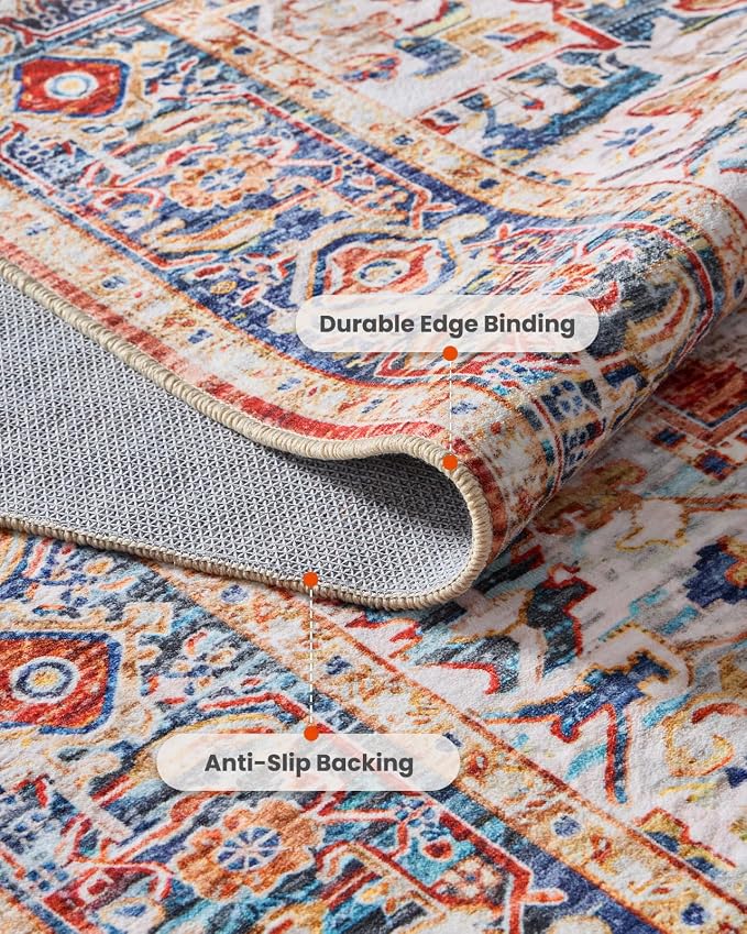AMADA HOMEFURNISHING 9x12 Washable Area Rug, Low-Profile Large Area Rug - Image 8