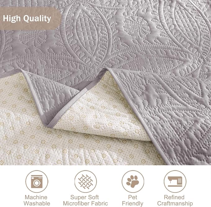 Cloud Purple Sofa Covers with Pockets, Anti-Slip Medallion Couch Covers - Image 6