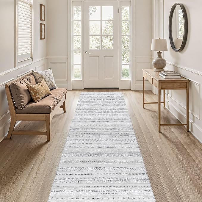 cotiled Hallway 2.6x8 Runner Rugs Washable Boho Rug Grey | Stain Resistan - Image 7