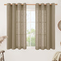 Semi Sheer Linen Curtains 45 Inches Long, Light Filtering Panels Bronze Grommet by LAMIT
