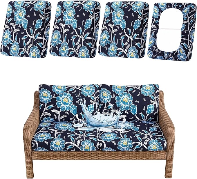 Waterproof Outdoor Cushion Covers, Stretch Patio Slipcovers | UV Resistant by hyha