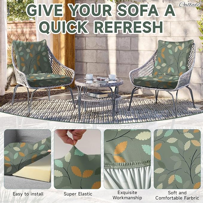 CALBODE 8Pcs Stretch Patio Cushion Cover - Image 3