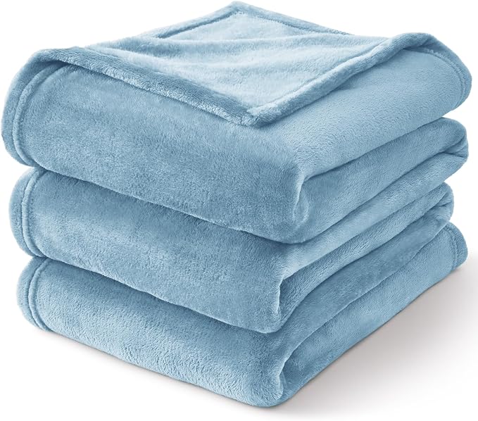 BEDELITE Fleece Blanket Soft Plush Twin Size Blanket Washed Blue 60"x80" | - Image 8