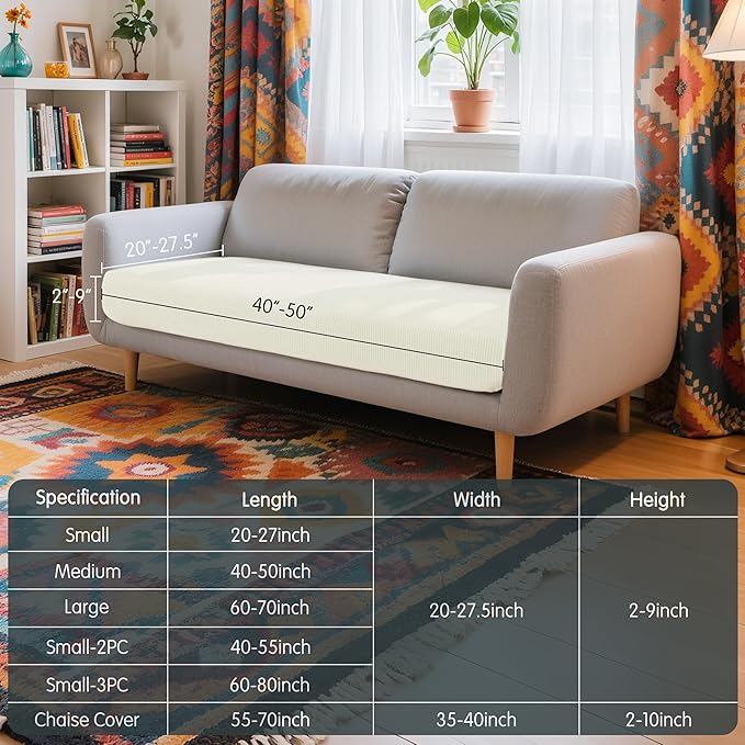 Hokway Couch Cushion Covers Stretch Cushion Covers Sofa Seat Cushion Slipcover - Image 3