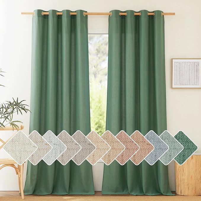 NICETOWN Flax Olive Green Linen Curtains by NICETOWN
